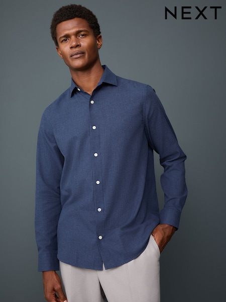 Navy Blue Regular Fit Long Sleeve Soft Touch Smart Shirt (F93995) | 173 QAR