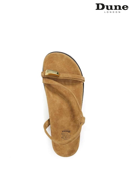Dune London Cream Lyn Gold Nugget Toe Flat Sandals (F94033) | €113