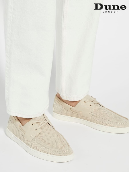 Dune London Cream Blaizerss Knit Boat Shoes (F94035) | €105