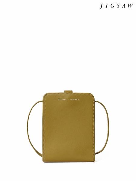 Jigsaw Green Leather Cross-Body Phone Bag (F94080) | ₪427