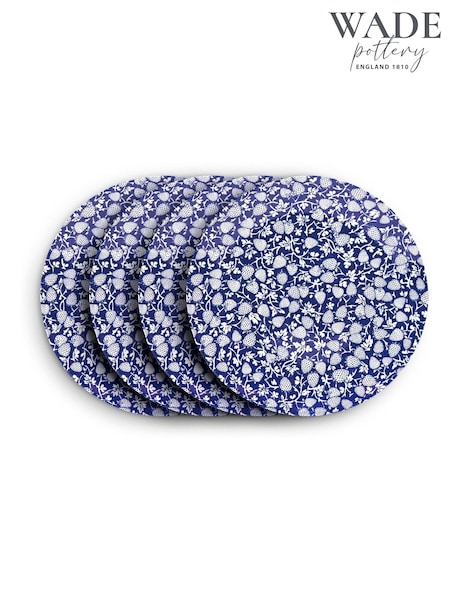 Wade Set of 4 Blue Eton Dinner Plates with Strawberry Design (F94082) | €81
