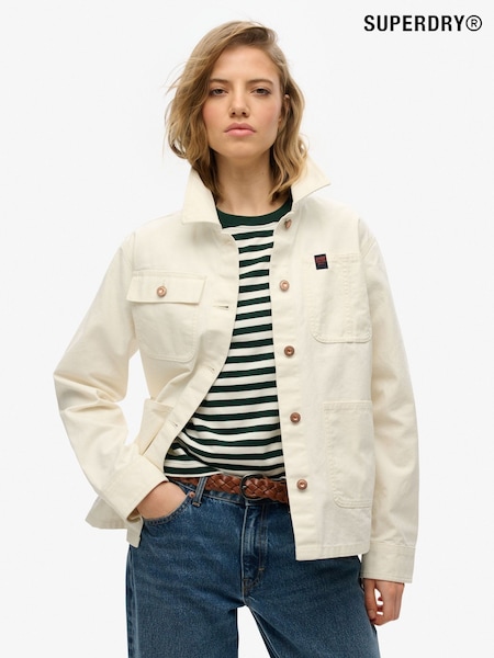 Superdry White Chore 100% Cotton Jacket (F94143) | €106