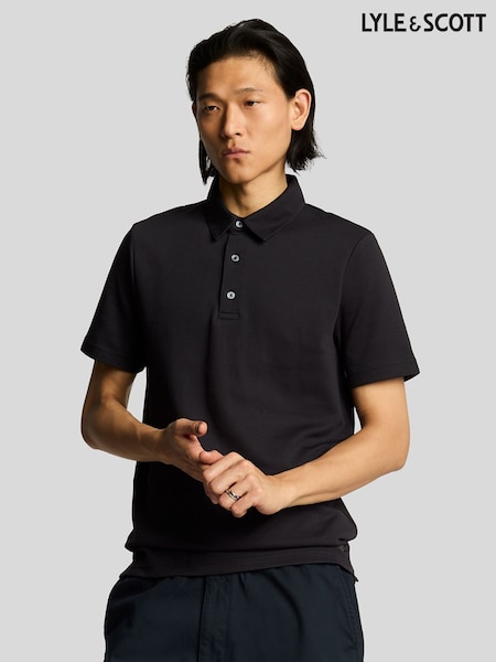 Lyle & Scott Black Twill Texture Polo Shirt (F94227) | R$ 740