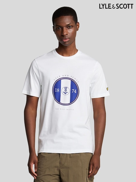 Lyle & Scott White Sporty Thistle Graphic 100% Cotton T-Shirt (F94229) | 173 QAR