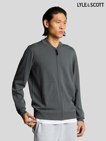Lyle & Scott Grey Cargo Bomber Collar Cardigan (F94235) | €172