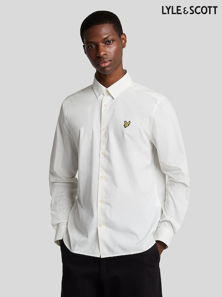 Lyle & Scott White Bamboo Long Sleeve Shirt (F94240) | 371 QAR