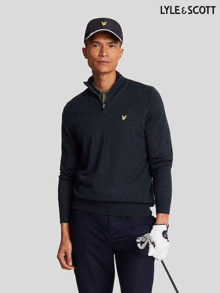 Lyle & Scott Blue Golf Quarter Zip Merino Jumper (F94248) | €119