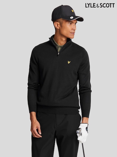 Lyle & Scott Black Golf Quarter Zip Merino Jumper (F94255) | €119