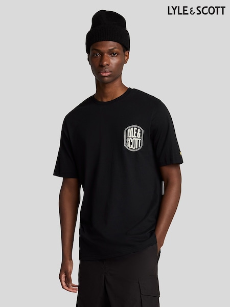 Lyle & Scott Black 100% Cotton Embroidered Badge Graphic T-Shirt (F94296) | €50