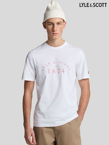 Lyle & Scott White 100% Cotton Established Heritage Graphic T-Shirt (F94366) | € 55
