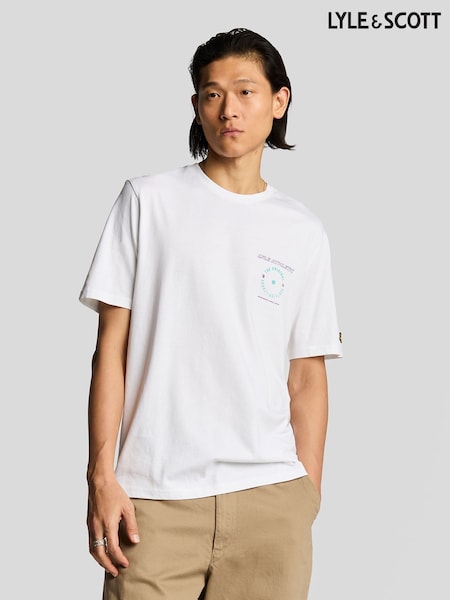 Lyle & Scott White 100% Cotton Lyle Athletic Graphic T-Shirt (F94379) | €50