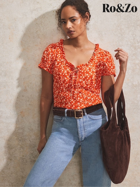 Ro&Zo Red Ditsy Empire Seam Top (F94417) | €91