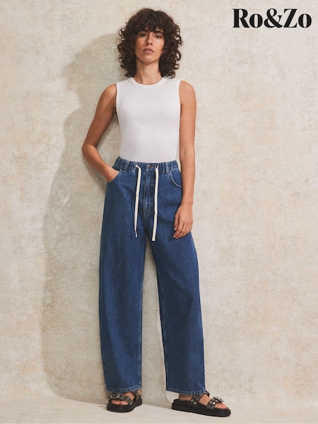 Ro&Zo Blue Denim Drawstring Waist Jeans (F94422) | €127