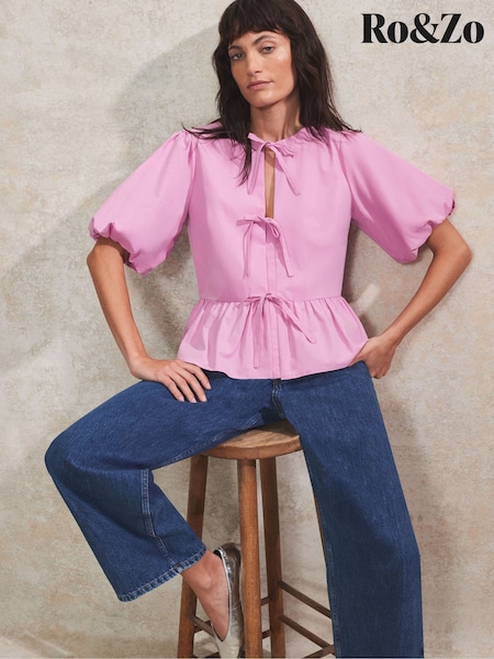 Ro&Zo Pink 100% Cotton Tie Front Top (F94434) | 4,746 UAH