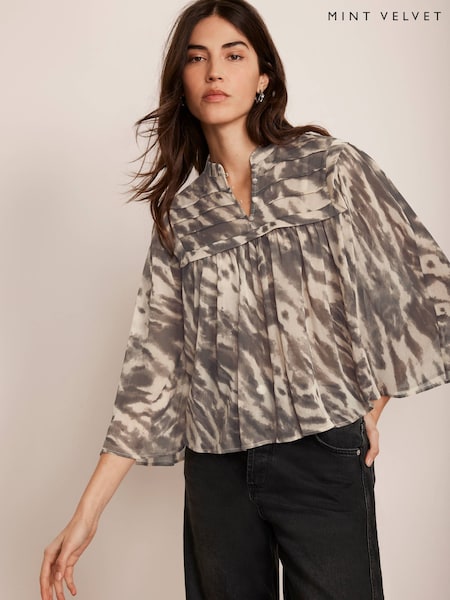 Mint Velvet Cream Animal Print Blouse (F94659) | €118