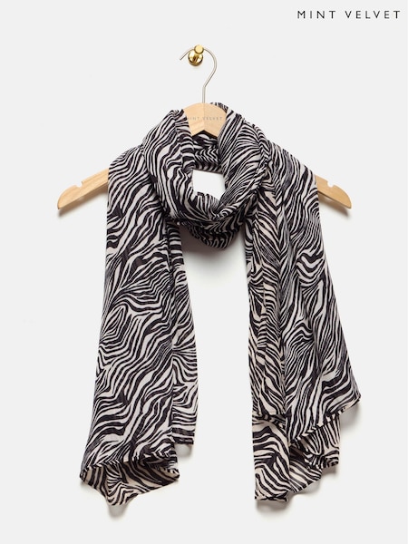 Mint Velvet Cream Zebra Print Lightweight Scarf (F94663) | €50