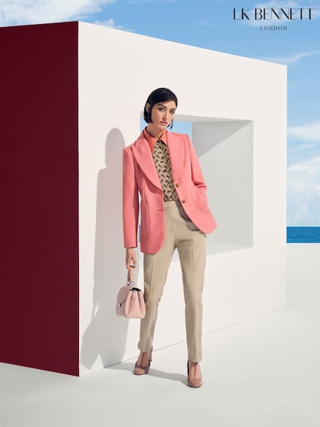 LK Bennett Pink Aimee Desert Rose Twill Double Breasted Tailored Jacket (F94678) | ₪1,504