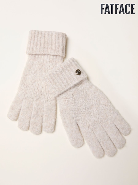 Elfenbein - FatFace Leaf Knit Gloves (F94691) | 28 €