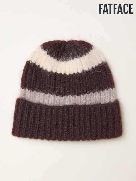FatFace Chocolate Brown Stripe Beanie (F94718) | €29.50
