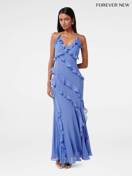 Sininen - Forever New Kimberley Petite Low Back Röyhelö Mekko (F94772) | €197