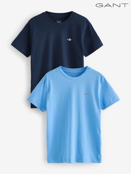 GANT Blue Crew Neck 100% Cotton T-Shirts 2 Pack (F94804) | €50