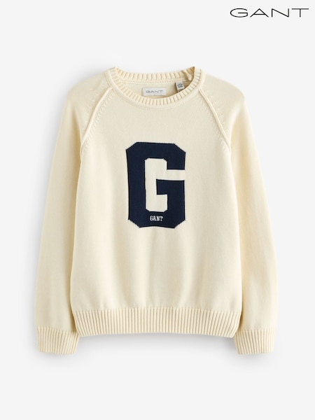 GANT Cream 100% Cotton Graphic Raglan Crew Neck Sweatshirt (F94807) | €121