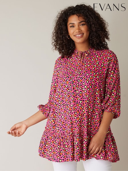 Evans Tie-Neck Frilled Hem Tunic (F94808) | €25