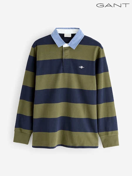 GANT Green Striped Chambray Heavy Rugger 100% Cotton Polo Shirt (F94814) | 7,210 UAH