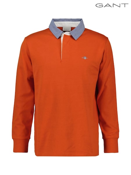 GANT Orange 100% Cotton Chambray Heavy Rugger Polo Shirt (F94833) | 6,008 UAH