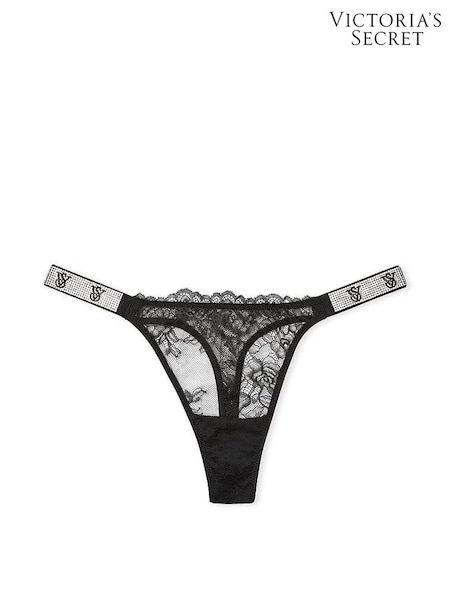 Victoria's Secret Black Monogram Thong Shine Strap Knickers (F94863) | €22.50