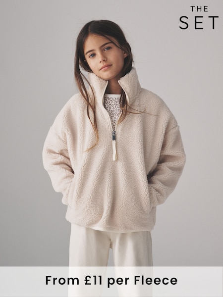 The Set Pink/Cream 2 Pack Borg Fleece Quarter Zip Jumpers (F94875) | 114 QAR - 124 QAR