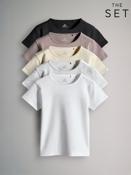 The Set Black/Grey 5 Pack Short Sleeve Crew Neck T-Shirts (F94877) | €18.50 - €21.50