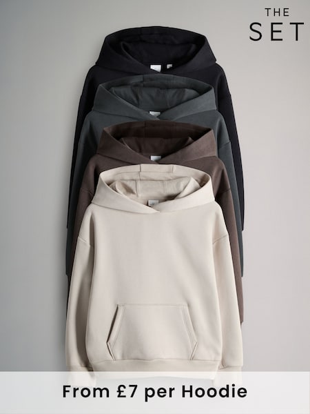 The Set Black/Brown 4 Pack Relaxed Fit Hoodies (F94878) | 139 QAR - 173 QAR