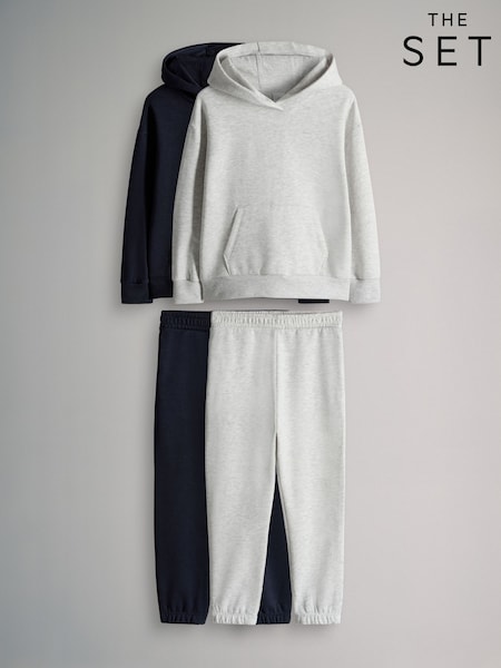 The Set Navy/Grey Marl 2 Pack Hoodie and Cuffed Joggers Tracksuit Sets (F94883) | R$ 255 - R$ 315