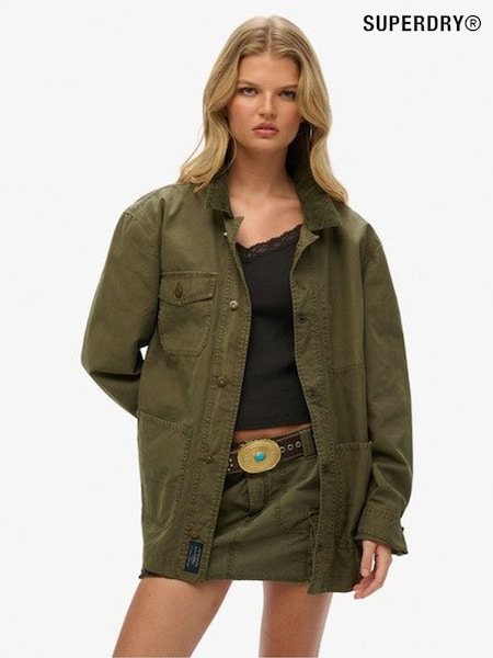Superdry Green Oversized The Merchant Store Work 100% Cotton Jacket (F94905) | €159