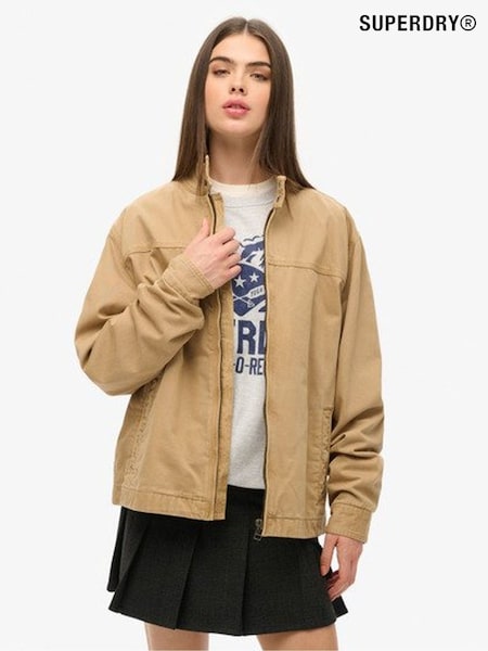 Superdry Brown Oversized Classic Harrington 100% Cotton Jacket (F94911) | €144