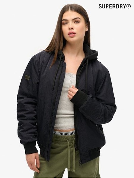 Superdry Black Oversized Military Hooded MA1 Jacket (F94920) | €128