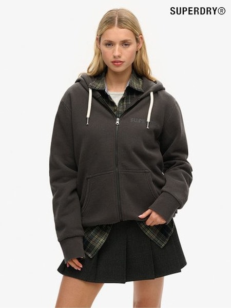 Superdry Black Oversized Tattoo Graphic Print Zip Hoodie (F94923) | €83