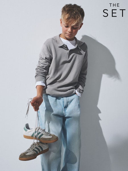 The Set Navy/Grey 3 Pack Long Sleeve Knitted Collar Jumpers (F94955) | AED146 - AED175