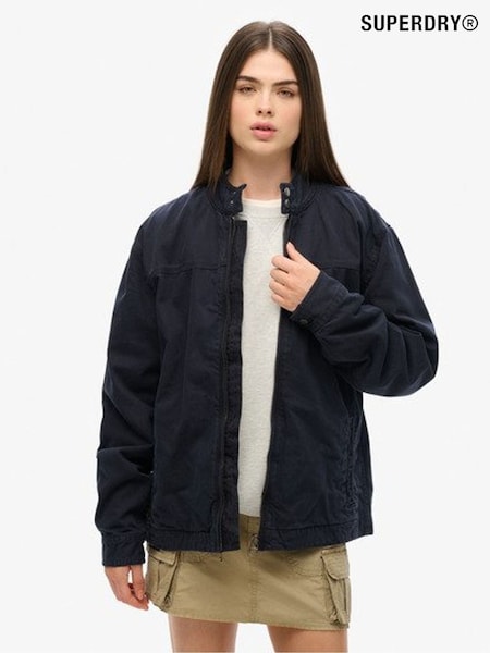 Superdry Blue Oversized Classic Harrington 100% Cotton Jacket (F94997) | €144