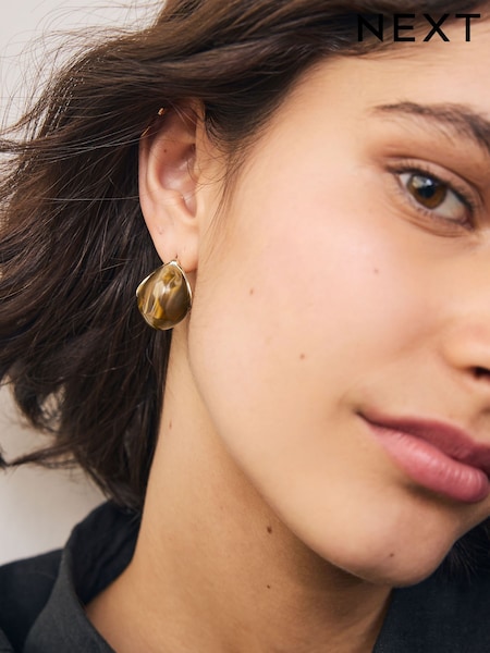 Brown Resin Domed Hoop Earrings (F95027) | AED42