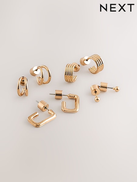 Gold Tone Mini Hoop Earrings 4 Pack (F95030) | € 15