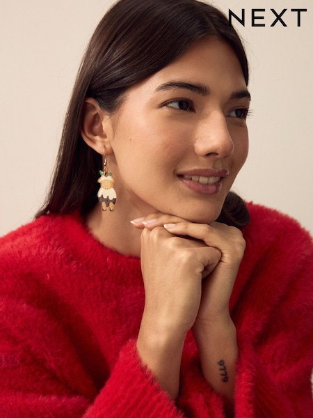 Brown Hamish Christmas Pudding Earrings (F95032) | €6