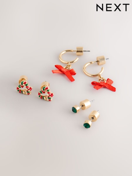 Gold Tone Christmas Earrings Pack (F95034) | €10