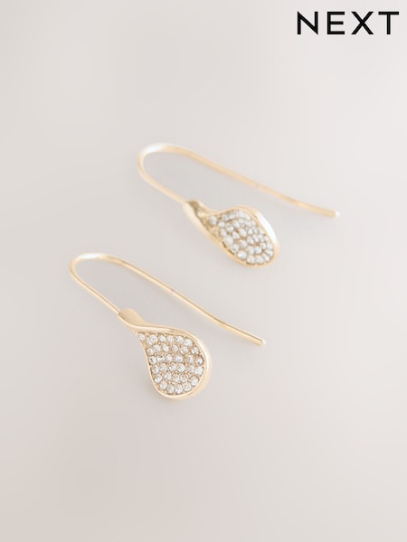 Gold Tone Sparkle Petal Drop Earrings (F95039) | €11