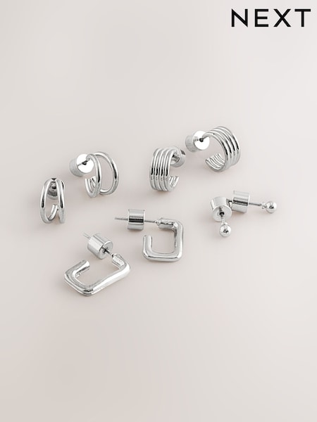 Silver Tone Mini Hoop Earrings 4 Pack (F95040) | € 15