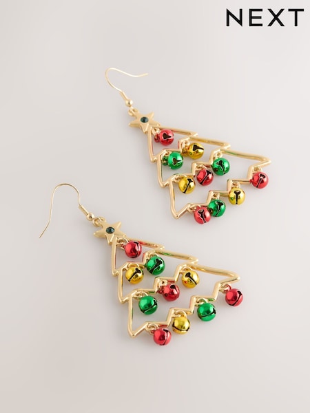 Gold Tone Christmas Tree Drop Earrings (F95047) | €13