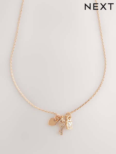 Gold Tone Lock And Key Delicate Necklace (F95056) | €13