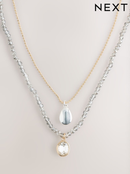Silver Tone/Gold Tone Two Layer Sparkle Long Necklace (F95068) | € 26