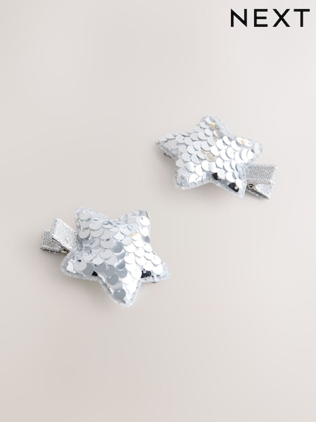 Silver Tone Christmas Star Sequin Hair Clips (F95074) | €11
